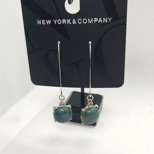 NYC- NWT EARRINGS GREEN JADE IN COLOR SILVER